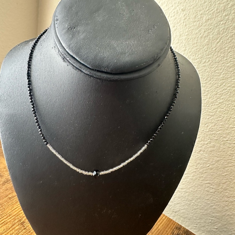 Sophisticated Black and Silver Beaded Necklace